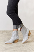 Load image into Gallery viewer, Star of the Show Rhinestone Ankle Cowboy Boots in Silver
