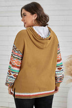 Load image into Gallery viewer, Fireside Comfort Printed Side Slit Waffle-Knit Hoodie
