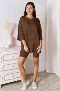 Lounge Life 2pc. Three-Quarter Sleeve Top and Biker Shorts Lounge Set (multiple color options)