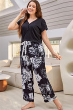 Load image into Gallery viewer, Sleep On It V-Neck Top and Floral Pants Pajamas
