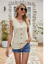 Load image into Gallery viewer, Time On My Hands Decorative Button Eyelet Tied Tank (multiple color options)
