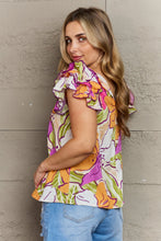 Load image into Gallery viewer, Lovely Luxuries Floral Print Ruffle Sleeve Top

