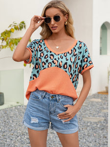 Leopard Love Waffle-Knit Short Sleeve Top (multiple color options)