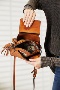 Adventure Awaits Vegan Leather Crossbody Bag with Tassel