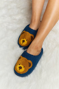 Teddy Bear Print Plush Slide Slippers (multiple color options)