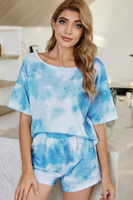 Load image into Gallery viewer, Comfy On The Couch Tie-Dye Boat Neck Top and Shorts Lounge Set
