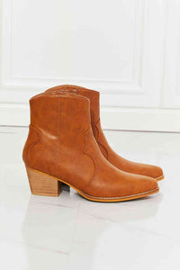 Watertower Town Faux Leather Western Ankle Boots in Ochre