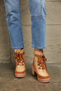 Rustic Charm Lace Up Lug Booties