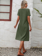 Load image into Gallery viewer, Elevate Comfort Round Neck Short Sleeve Dress with Pockets (multiple color options)
