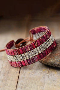 Handcrafted Triple Layer Natural Stone Bracelet (multiple color options)