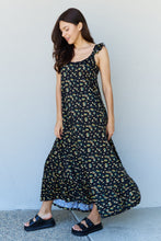 Load image into Gallery viewer, In The Garden Ruffle Floral Maxi Dress in  Black Yellow Floral
