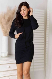 Flaunting The Most Drawstring Long Sleeve Hooded Dress