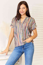 Load image into Gallery viewer, Playful Rhythm Multicolored Stripe Notched Neck Top
