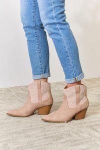 Sparkle In her Step Rhinestone Ankle Cowgirl Booties
