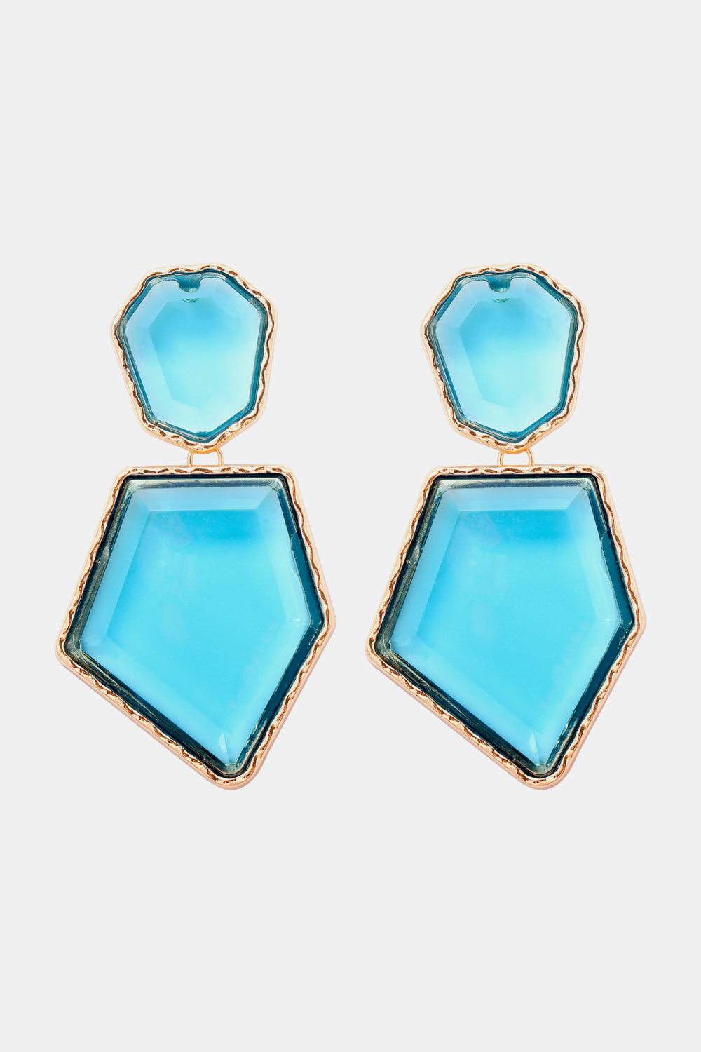 Geometrical Shape Zinc Alloy Frame Resin Dangle Earrings (multiple color options)