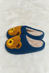 Teddy Bear Print Plush Slide Slippers (multiple color options)