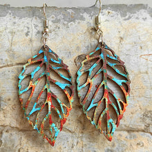 Load image into Gallery viewer, Leaf Shape Wooden Dangle Earrings  (multiple color options)
