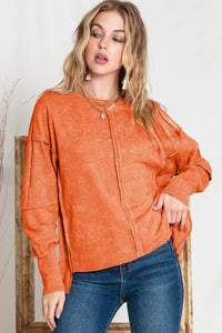 Chilly Day Vibes Exposed Seams Round Neck Dropped Shoulder Sweatshirt (3 color options)