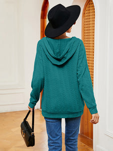 Everyday Ease Lace-Up Long Sleeve Hoodie (multiple color options)