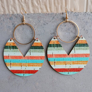 Boho Wooden Dangle Earrings  (multiple color options)