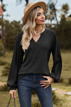 Load image into Gallery viewer, Always On Time Notched Neck Raglan Sleeve Blouse
