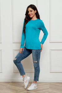 Basic Everyday Round Neck Long Sleeve Top  (multiple color options)