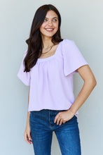 Load image into Gallery viewer, Keep Me Close Square Neck Short Sleeve Blouse in Lavender
