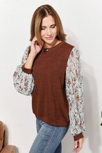 Load image into Gallery viewer, Watching Falling Leaves Foil Printed Sleeve Top in Chestnut
