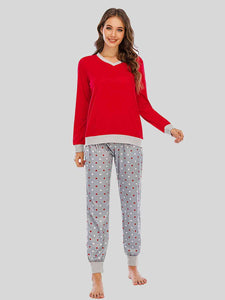 Playful Pair Long Sleeve Top and Polka Dot Pajama Pants Set (multiple color options)