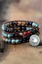 Load image into Gallery viewer, Handcrafted Triple Layer Beaded Agate Bracelet
