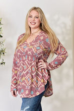 Load image into Gallery viewer, It&#39;s Her Journey Geometric V-Neck Babydoll Top
