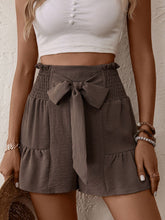 Load image into Gallery viewer, Smart And Sassy Tie Front Smocked Waist Shorts
