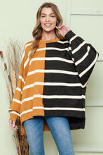 Load image into Gallery viewer, Caramel Comfort Striped Dropped Shoulder Round Neck Top
