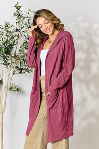 Cover Me Up In Comfort  Ribbed Open Front Long Sleeve Cardigan