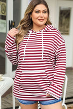 Load image into Gallery viewer, Longing For Growth Drawstring Striped Dropped Shoulder Hoodie
