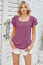 Load image into Gallery viewer, Take Your Time Square Neck Flutter Sleeve Top (multiple color options)
