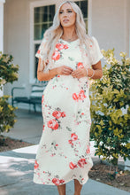 Load image into Gallery viewer, Kiss From a Rose Floral Side Slit Cuffed Sleeve Midi Dress
