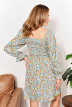 Load image into Gallery viewer, Walk Among The Flowers Floral Smocked Flounce Sleeve Square Neck Dress
