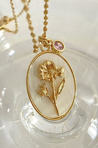 Blooming Beauty Birth Month Flower Shell Pendant Necklace (all months)