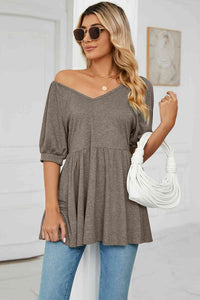 Basic Bliss V-Neck Babydoll Top (multiple color options)