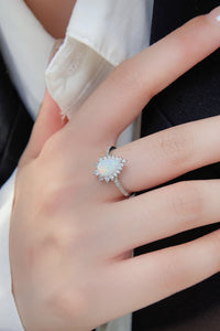 Opalescent Elegance 925 Sterling Silver Opal Pear Shape Ring