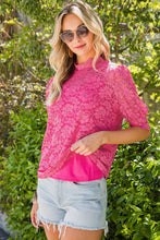 Load image into Gallery viewer, Vintage Chic Lace Scalloped Short Puff Sleeve Top (multiple color options)
