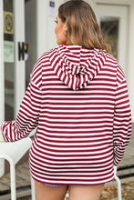 Load image into Gallery viewer, Longing For Growth Drawstring Striped Dropped Shoulder Hoodie
