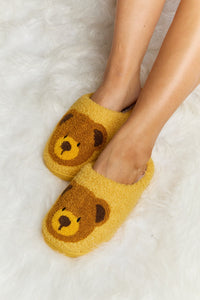 Teddy Bear Print Plush Slide Slippers (multiple color options)