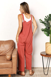 Autumn Brunch Wide Leg Overalls with Front Pockets