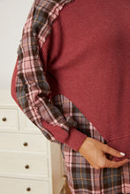Load image into Gallery viewer, Warm Moments Plaid Round Neck Dropped Shoulder Top

