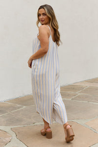 Day In The Sun Multi Colored Striped Jumpsuit with Pockets