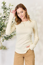 Load image into Gallery viewer, Always Loyal Ribbed Round Neck Long Sleeve Top in Vanilla Cream
