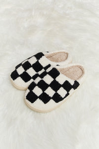 Checkered Print Plush Slide Slippers (multiple color options)