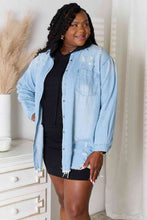 Load image into Gallery viewer, Worth a Picture Distressed Raw Hem Denim Jacket
